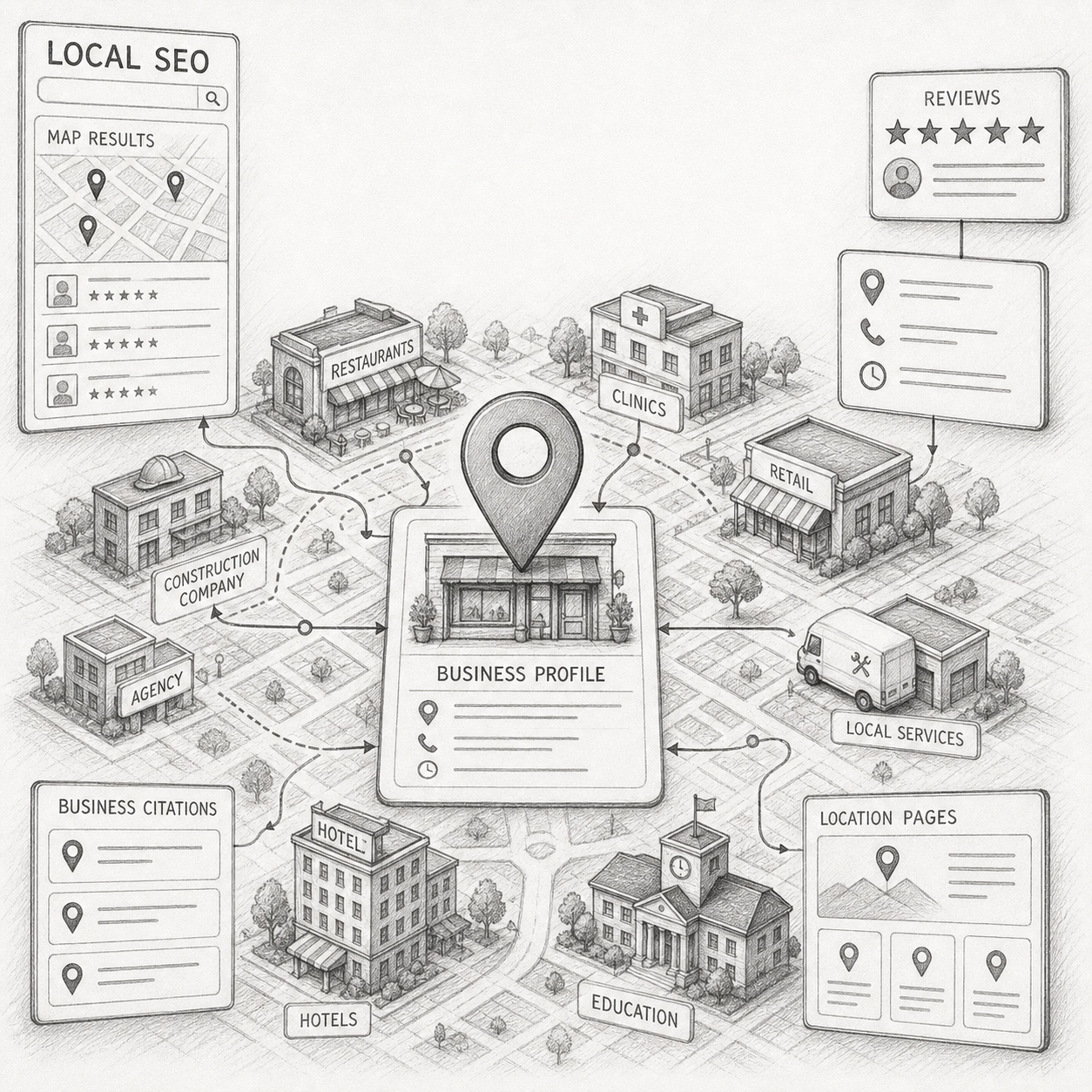 Local SEO map and business visibility